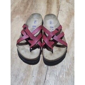 Betula Birkenstock Vinja Soft Footbed Strappy Sandal Red Women 7 Slip-On